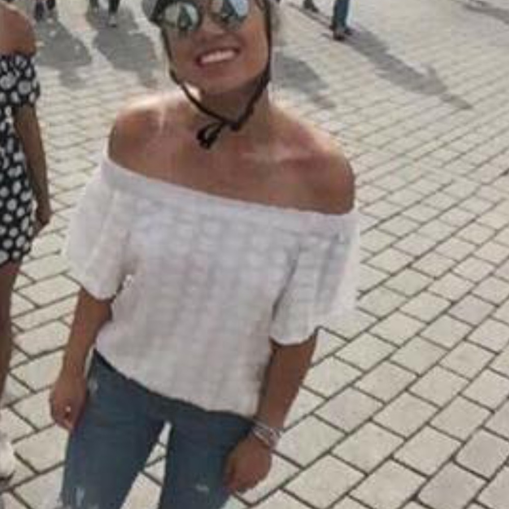 1. STATE off the shoulder white top